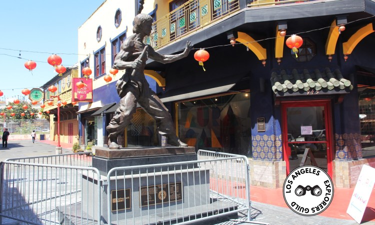 Los Angeles Bruce Lee Statue on its Pedestal in Chinatown