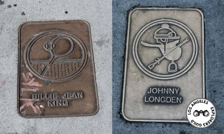 Billie Jean King and Johnny Longden on the Avenue of the Athletes — Los Angeles Explorers Guild