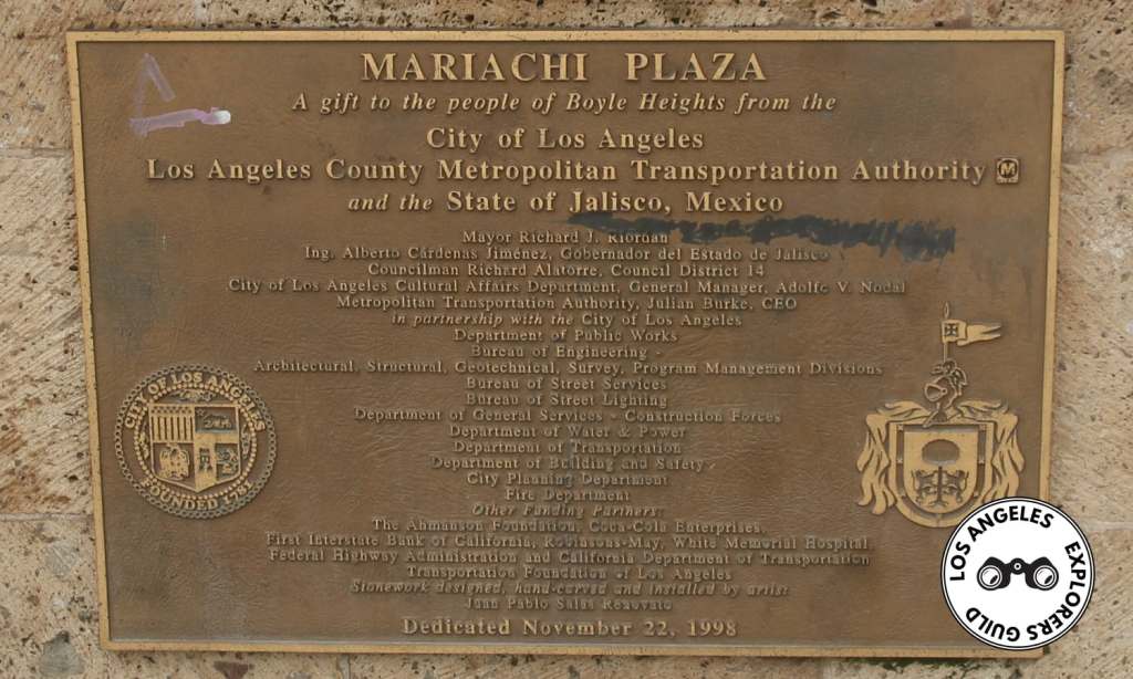 Mariachi Plaza Plaque — Los Angeles Explorers Guild