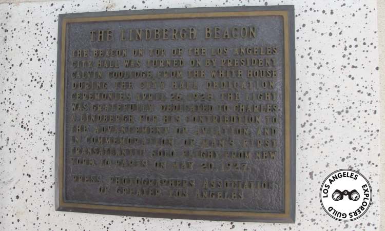 The Lindbergh Beacon Plaque at the Los Angeles City Hall Observation Deck — Los Angeles Explorers Guild